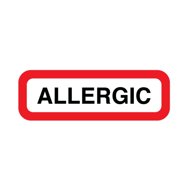Position Labels - Allergic 1/2" x 1-1/2" White w/Red & Black